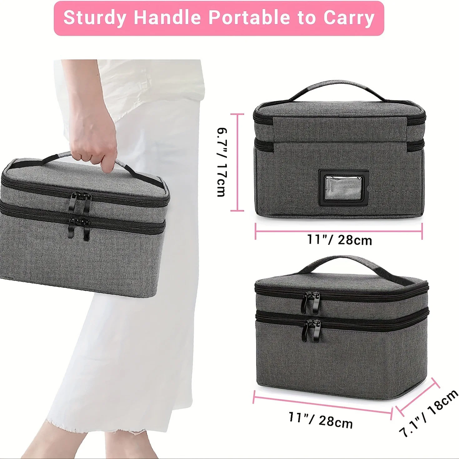 Oxford cloth wear-resistant hand-held home medicine box, large-capacity portable double-opening multi-purpose outdoor handbag