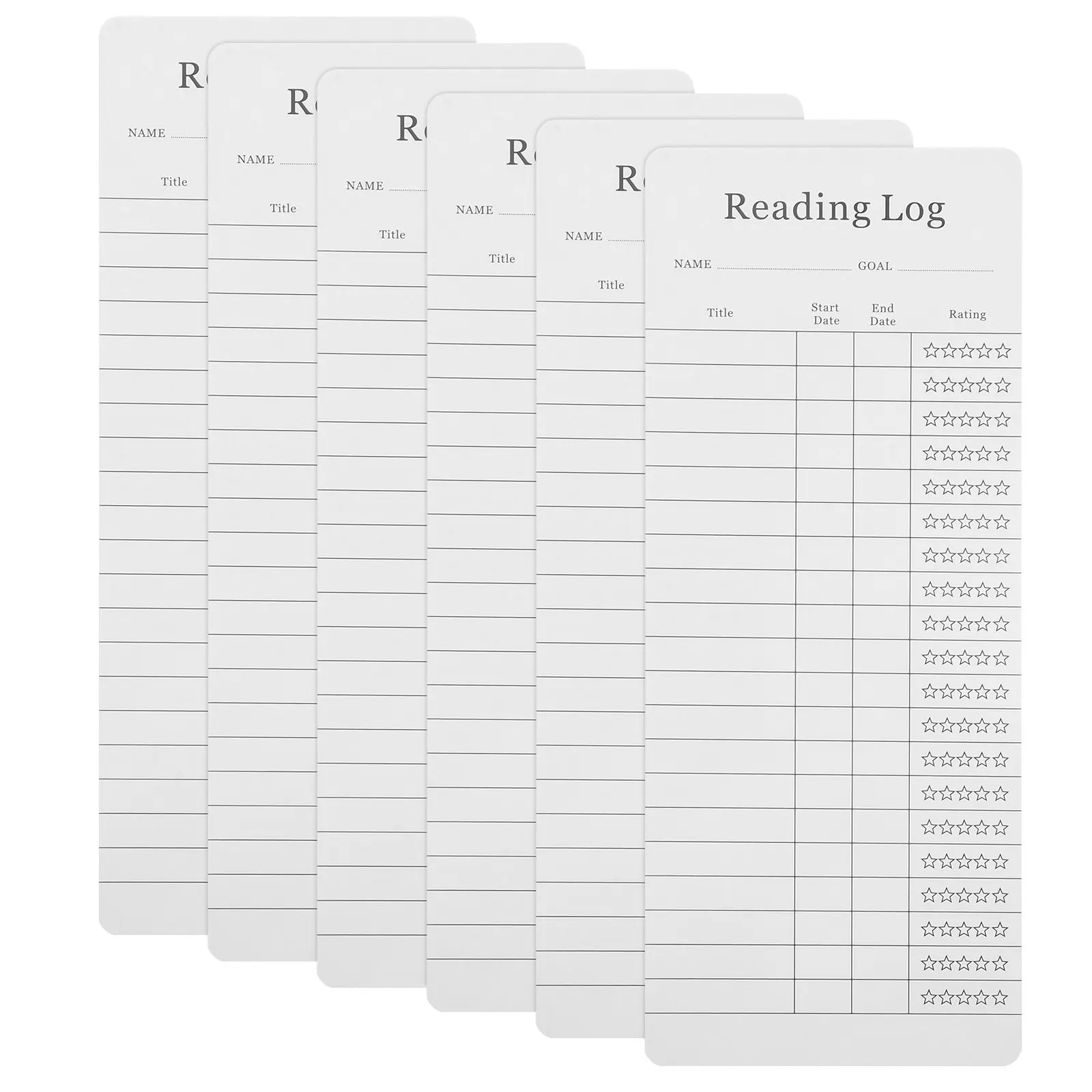 12Pcs Reading Log Bookmark Card Design Book Tracker Journal for Reading Progress Tracking Book Lovers Teachers Students