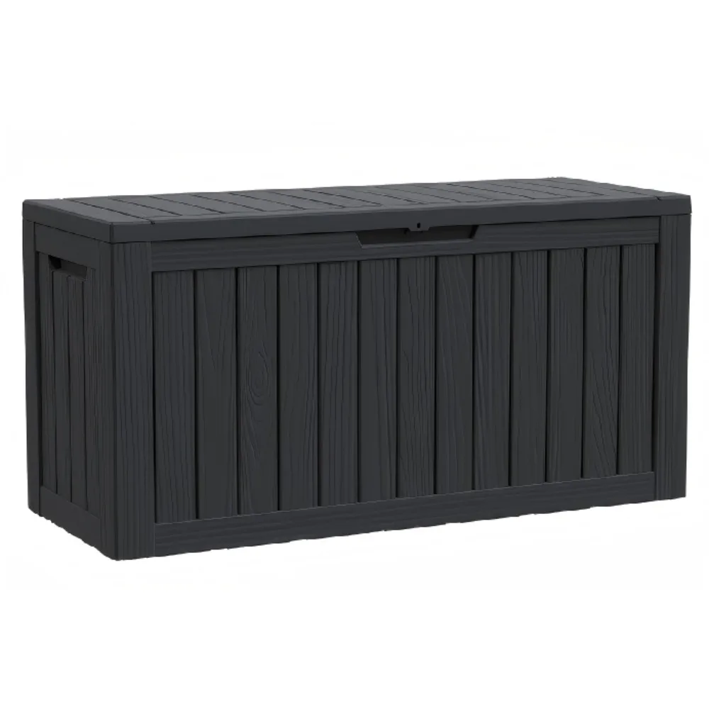80 Gallon Resin Outdoor Storage Deck Box, Waterproof Weatherproof Lockable Patio Storage Bench for Cushions and Package Delivery