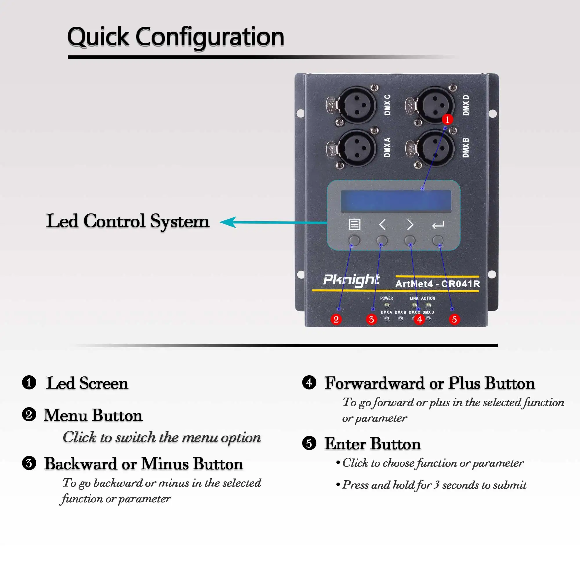 Imagem -04 - Pknight-bi-direção Artnet Dmx Ethernet Controlador de Iluminação Universo Truss Montável Poe Cr041r 2048 Interface