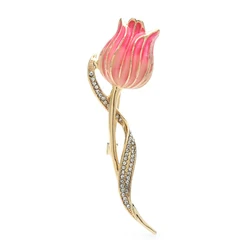 Wuli&baby Beautiful Tulip Flower Brooches Pins For Women Unisex 3-color Enamel Party Office Brooches Gifts