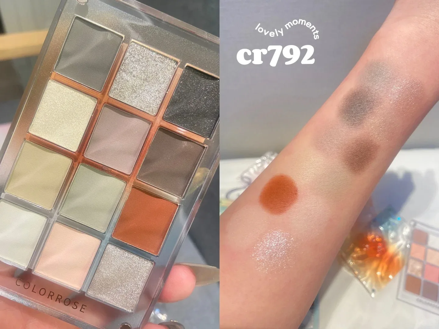 Colorrose Water Ripple 12Colors Eye Shadow Pallete New Blue Purple Dry Rose Sequins Matte Glitter Eyes Makeup