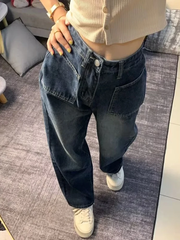 High Waist Wide Leg Denim Jeans for Pear aped Women plus Size Autumn Faion Slimming Trousers Vintage Sle Button Closure