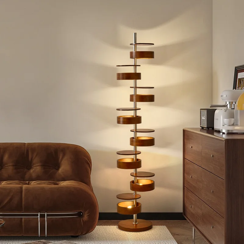 

French medieval solid wood living room art floor lamp retro designer high-end bedroom decoration sofa lamp