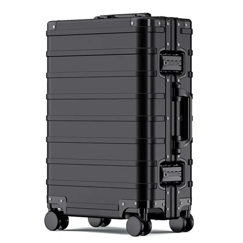 Bagages de voyage tout en aluminium, valise à roulettes haut de gamme, serrure à mot de passe ultra-silencieuse, boîte d'embarquement, bagages tendance, 20 pouces, nouveau