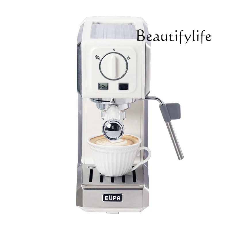 Small White Good-looking Steel Body Household Small American Italian Semi-Automatic Coffee Machine