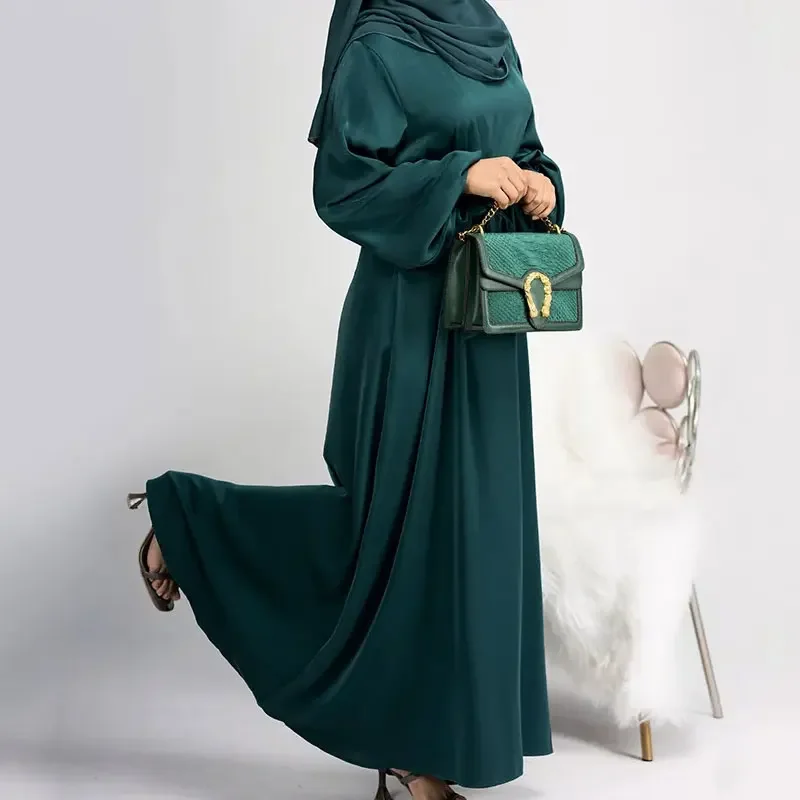 Ramadan Satin Abaya Closed Hijab Dress Turkey Muslim Plain Basic Abayas for Women Dubai Long Dresses Islamic Clothes Kaftan Robe