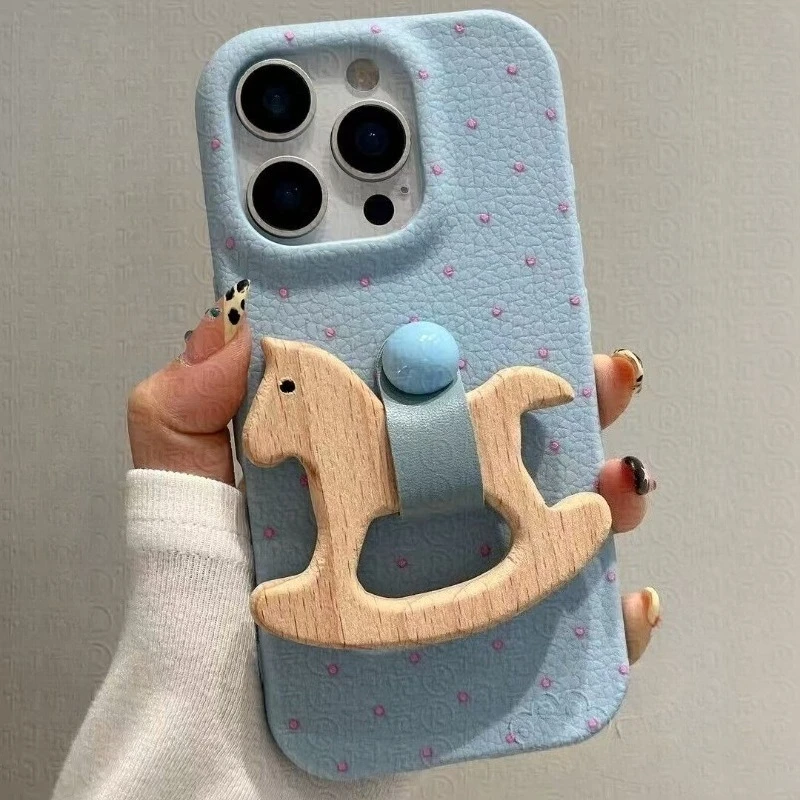 

3D Wooden Horse Ring Holder Case For Huawei Mate 80 70 Air 60 Pro Plus 50 40 30 Honor Magic 8 7 6 5 4 Pro Plus Lite Phone Cover