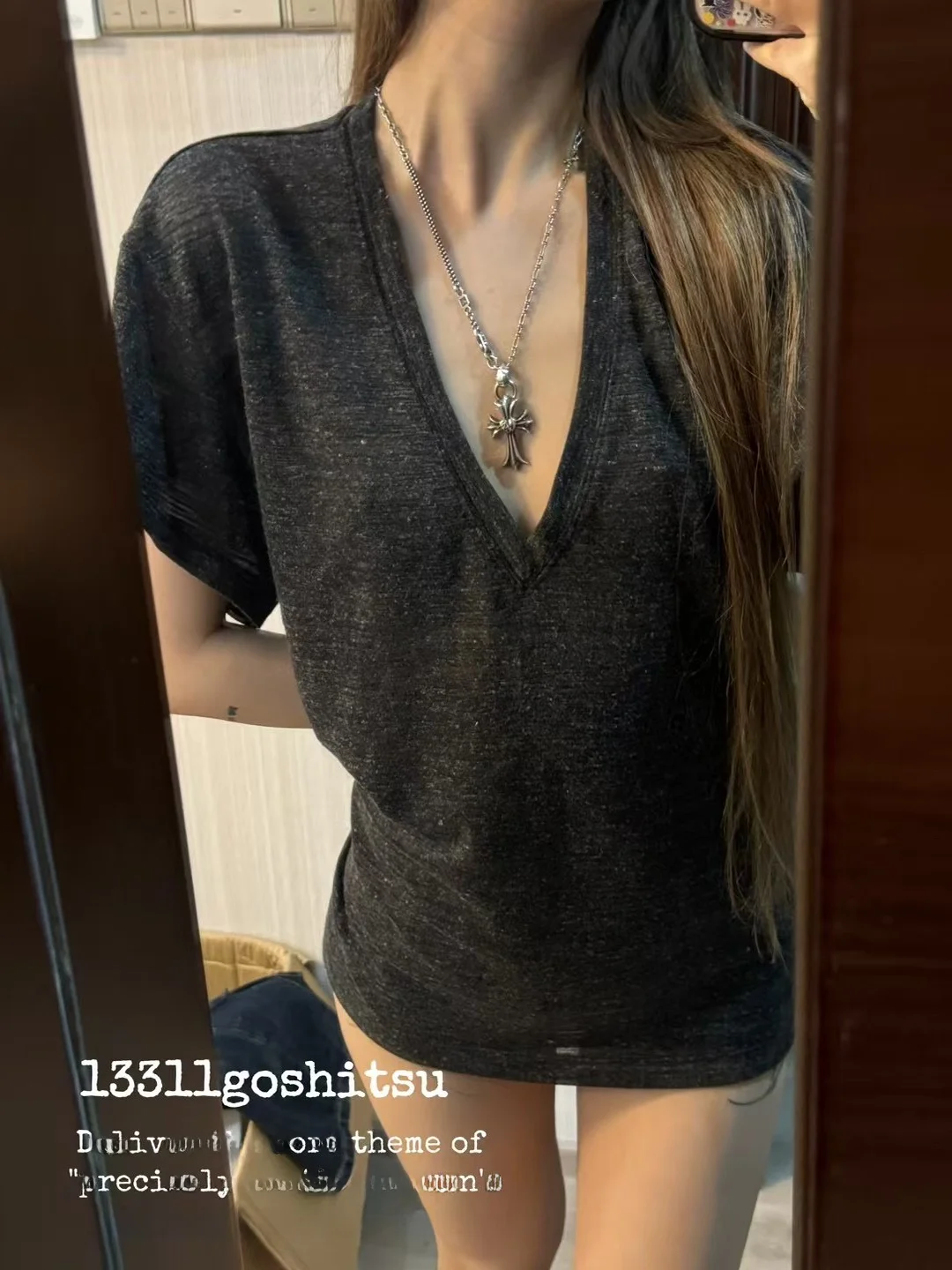 

Оригинальная льняная свободная простая футболка V-Ne ort Sve Big Ne f Sve для похудения Lazy Top, летняя новая повседневная футболка Univer...