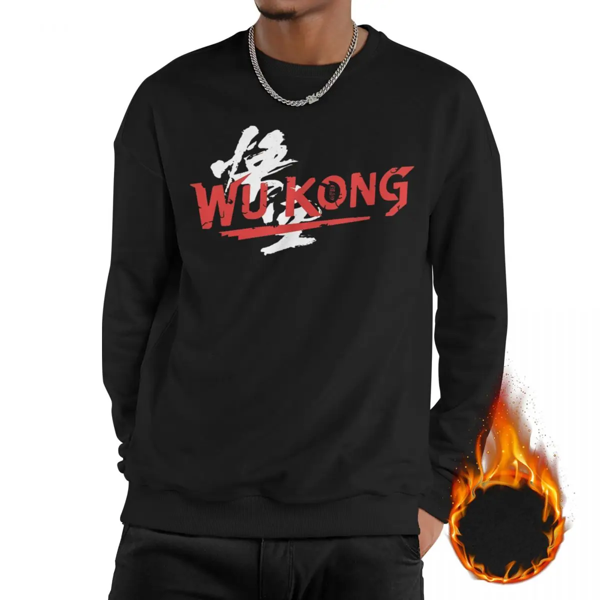 

Black Myth Wukong Video Game Sweatshirt Fleece-Lined For Men Women Thick Sweatshirts Graphic Print Long Sleeve Shirts Hoodie