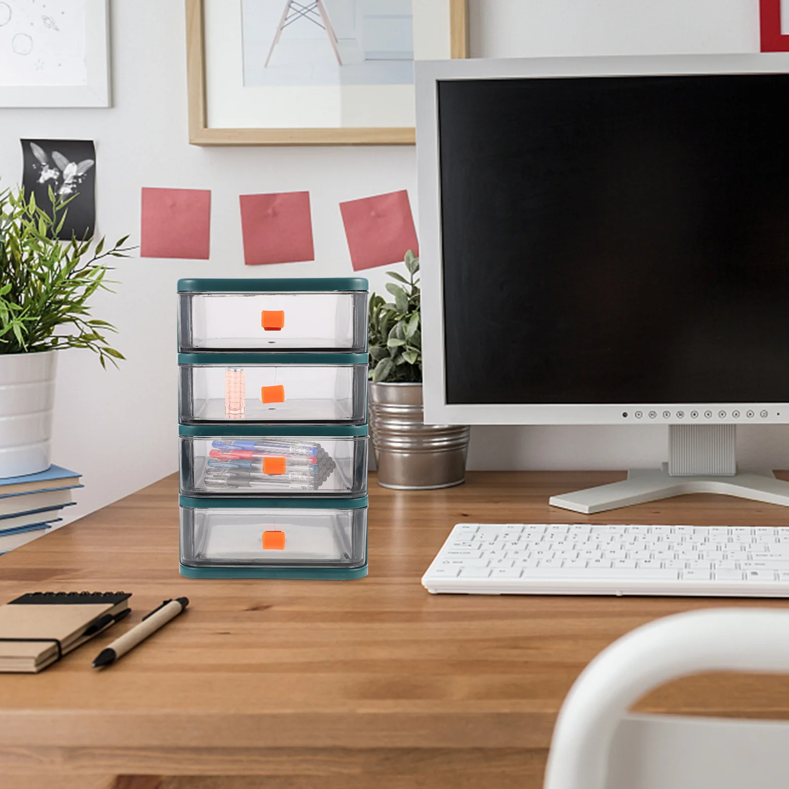 

1 pc Transparent Desktop Storage Box Multi-Drawer Organizer For Office Study Room Large Capacity Pp Sundries Holder Stationery