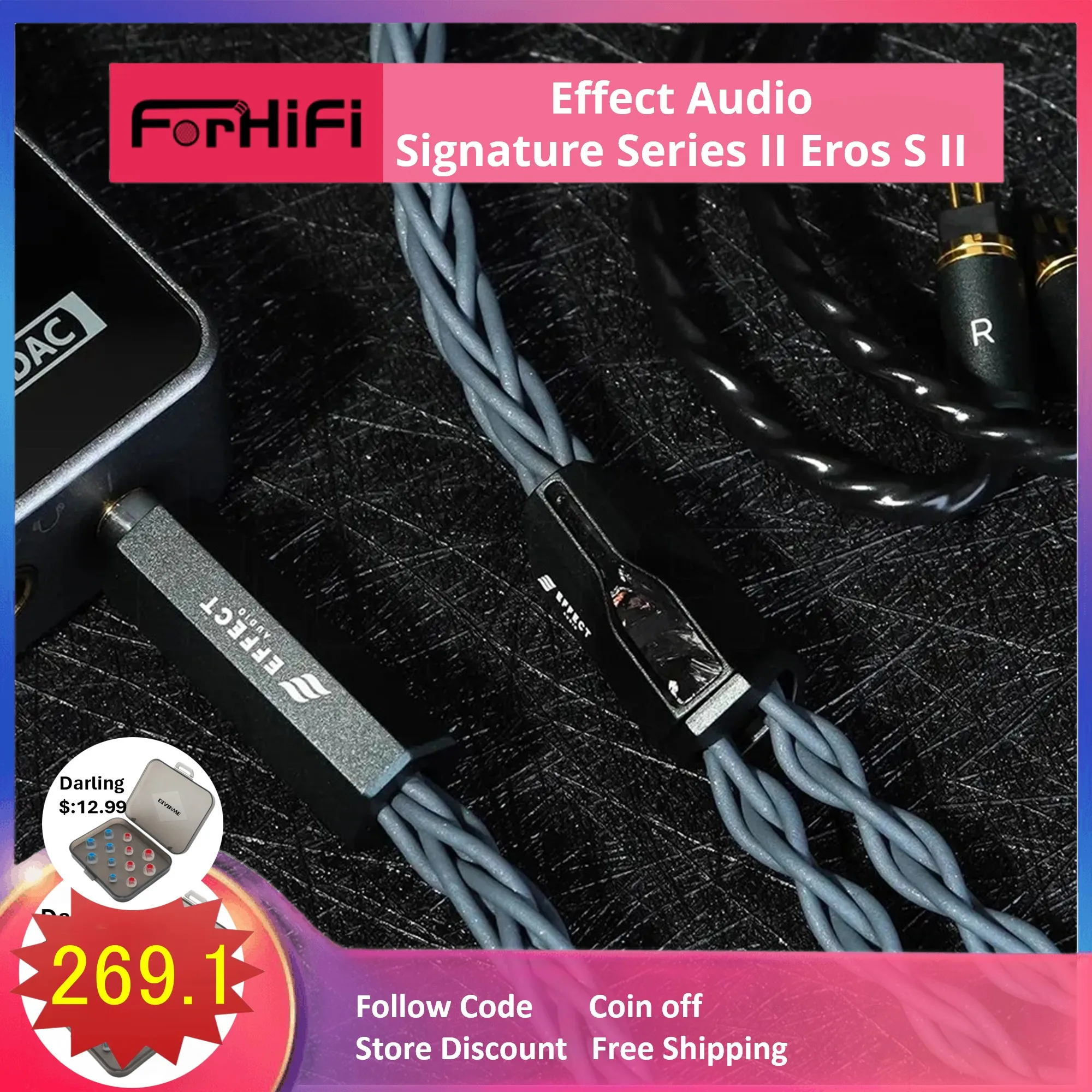 Effect Audio Signature Series II Eros S II 8 Wire Earphone Cable 2Pin 0.78 ConX Interchangeable Connector Professional IEM Cable