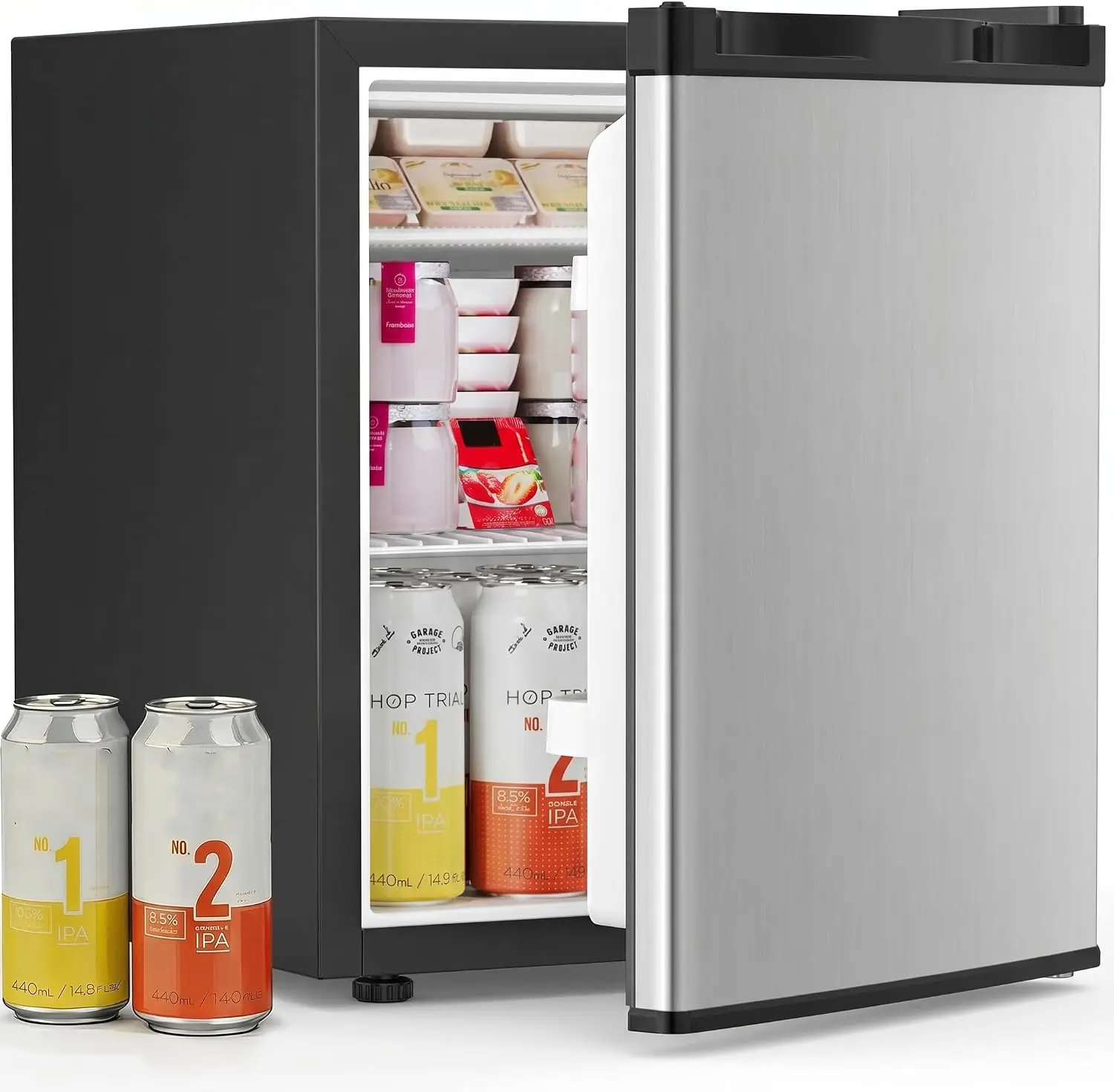 Upright Small Refrigerator Freezer 1 6 Cu Ft Removable Shelves 7 Level Adjustable Thermostat Low Noise Silver Bedroom Apartment