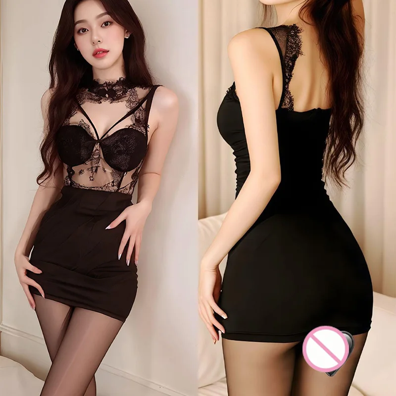 

Платье темперамента, подушка на грудь, кружево, пикантная девушка, облегающее платье на бедрах, сексуальное женское белье, летние платья, 2025 г., сексуальное женское платье