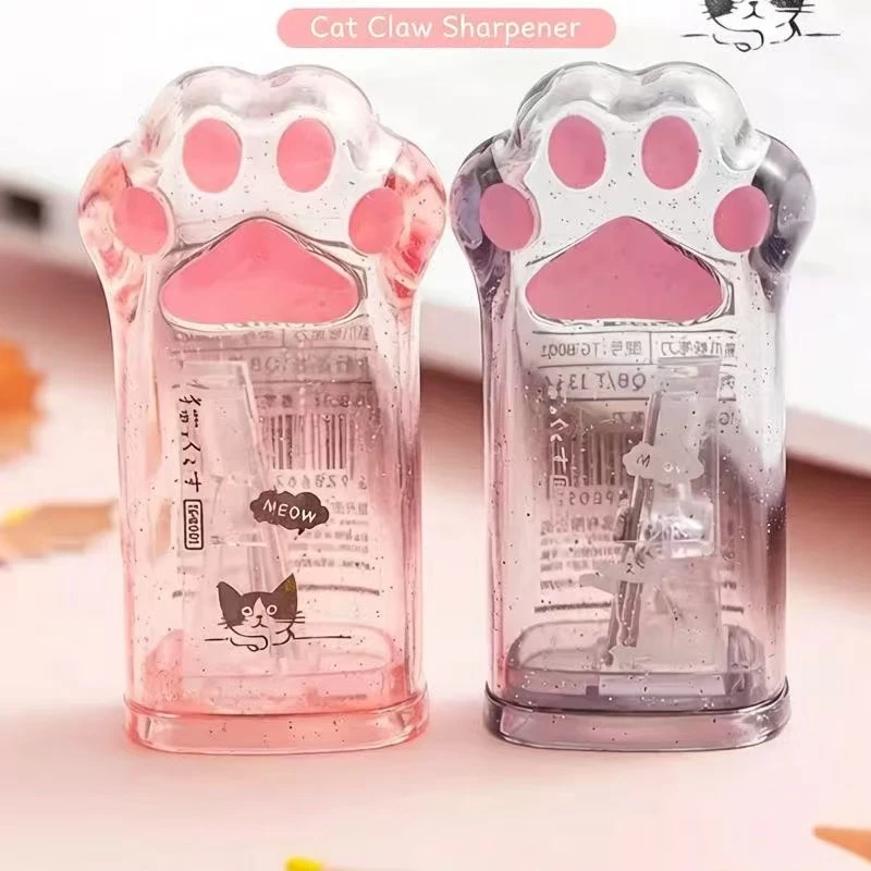 Sacapuntas con Forma de Pata de Gato Kawaii para Niños, Papelería Escolar Coreana, Regalo para Niños, Material Escolar de Oficina