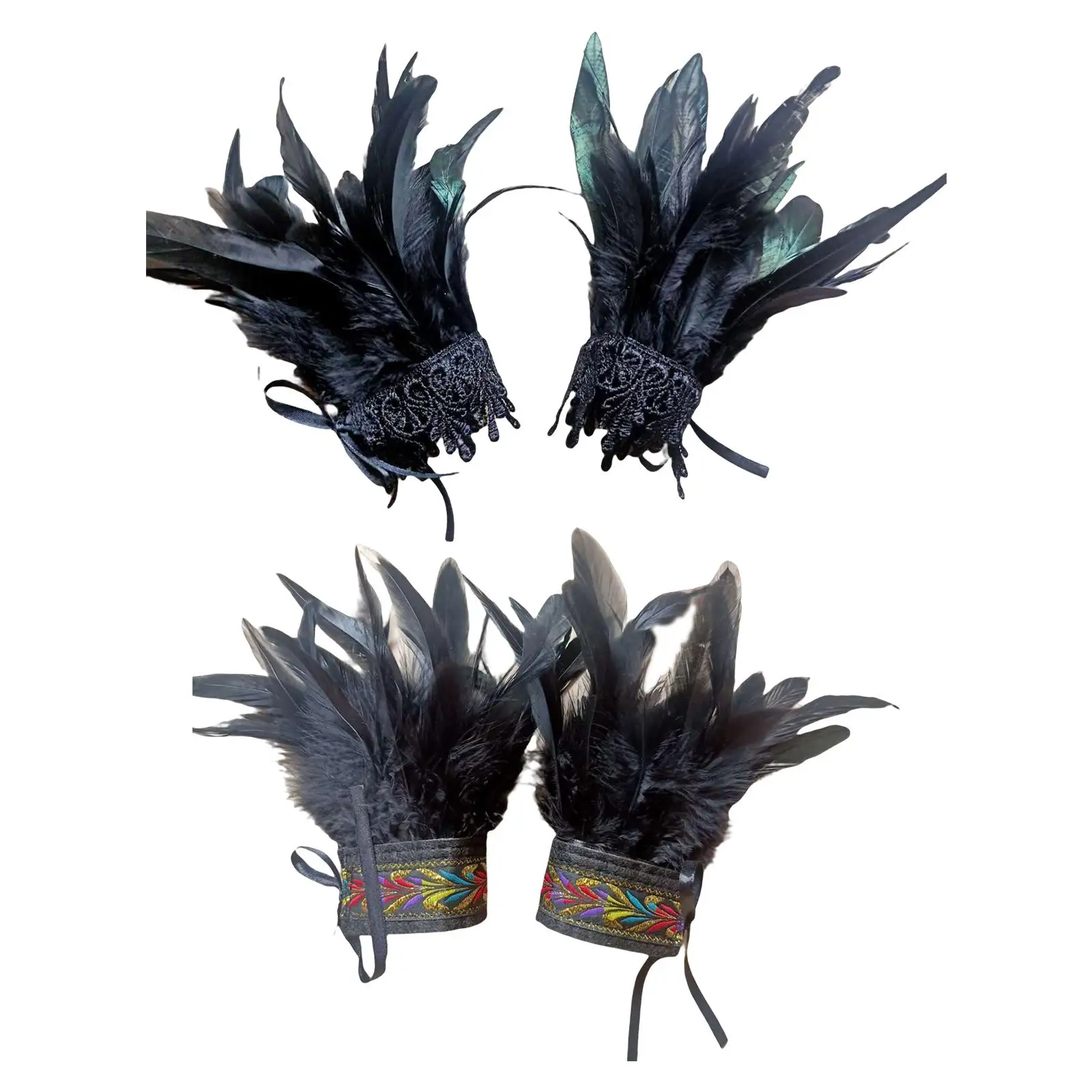 Feather Wrist Cuffs Women for Cosplay Party Masquerade Halloween Costume Accessories
