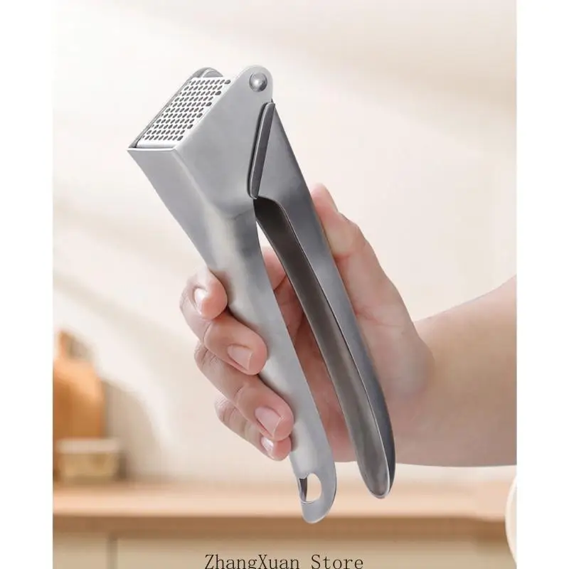 304 Stainless Steel Garlic Press with Two Convenient Pressing Positions for Use 3XUF