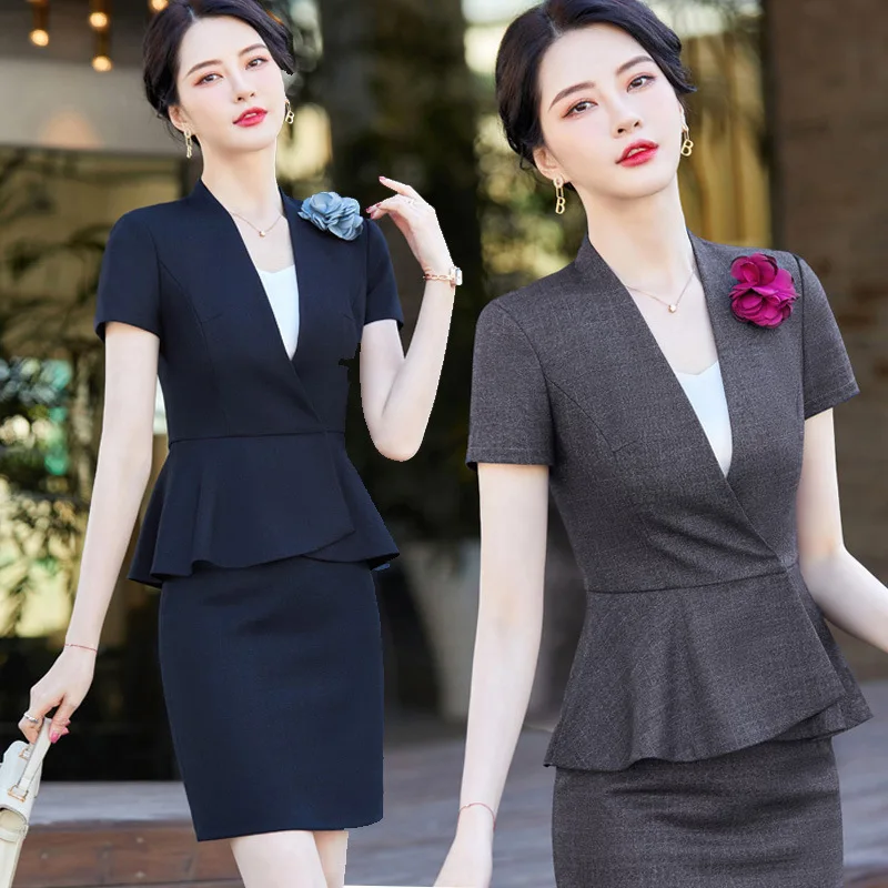 

Short Sleeve Business Suit Women's Summer Thin Hotel Receptionist Uniform Jewelry Store Medical Beauty Salon Workwear