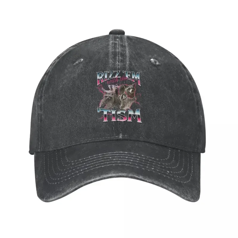 

Y2K Y2K Baseball Caps Rizz Em With The Tism Meme Stuff Unisex Style Vintage Distressed Cotton Funny Racoon 90S Bootleg Casquette