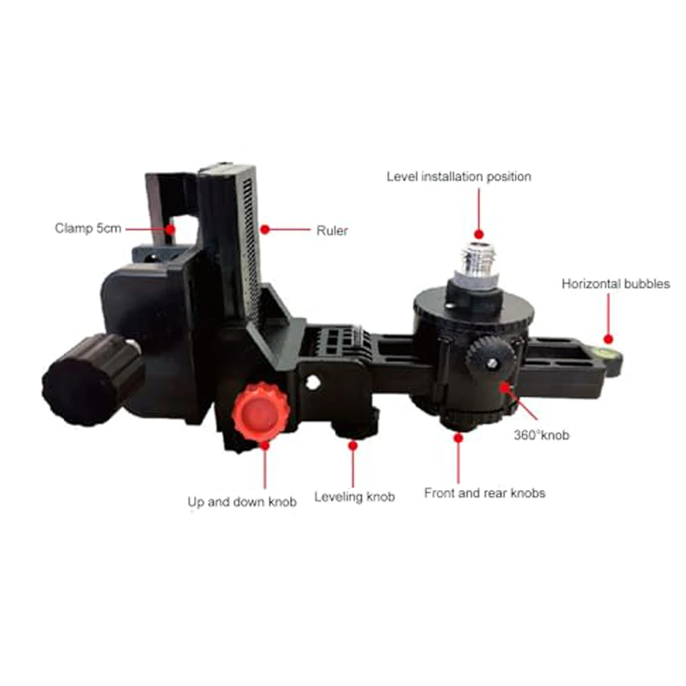 Level Fine-tuning Head 360° Adjustable Fine Tuning Bracket Level Adapter For Easy Positioning Workshop Hand Tools Clamps Vises