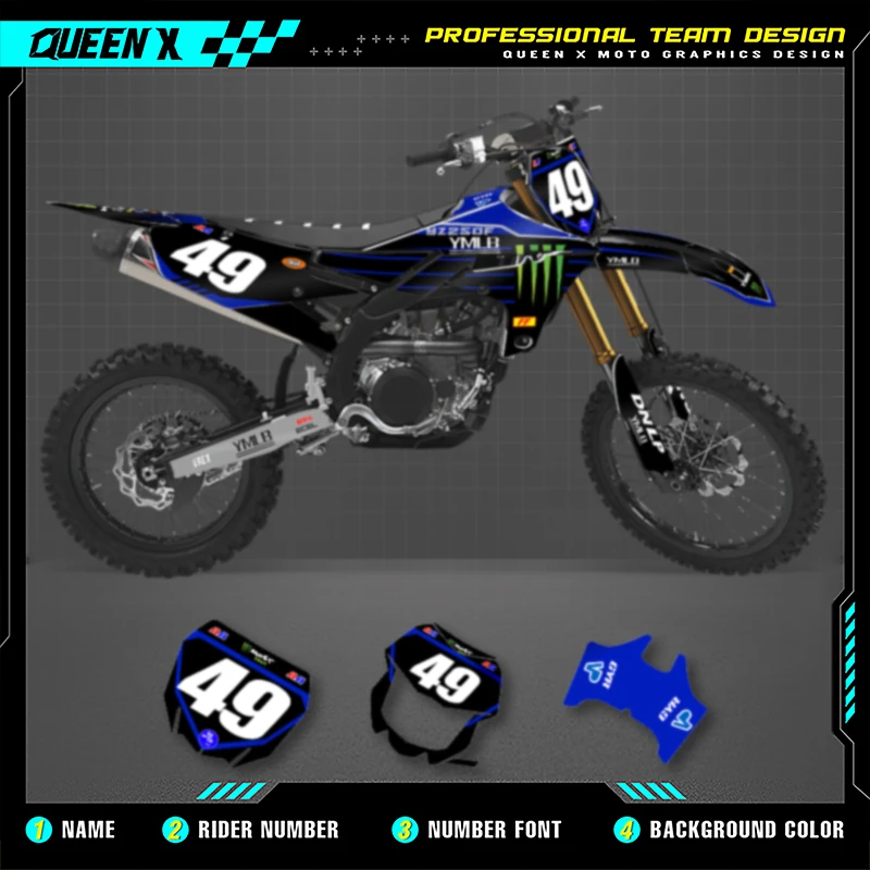 

QUEEN X MOTO Customize Motorcycle Graphics Decals For YAMAHA YZF250 2019-2023 YZF450 2018-2022 WRF450 2019-2022 WRF250 2020-2023