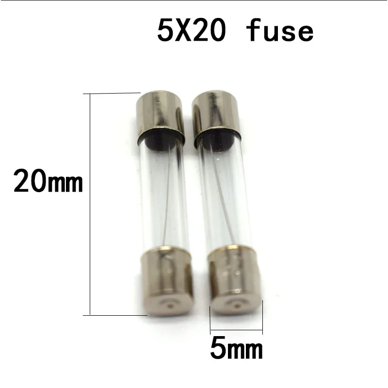 5 pces dia5 x l20mm/dia6 x l30mm segurança de vidro tube250v 0.1a 3030a o multímetro funde tubo de seguro automático
