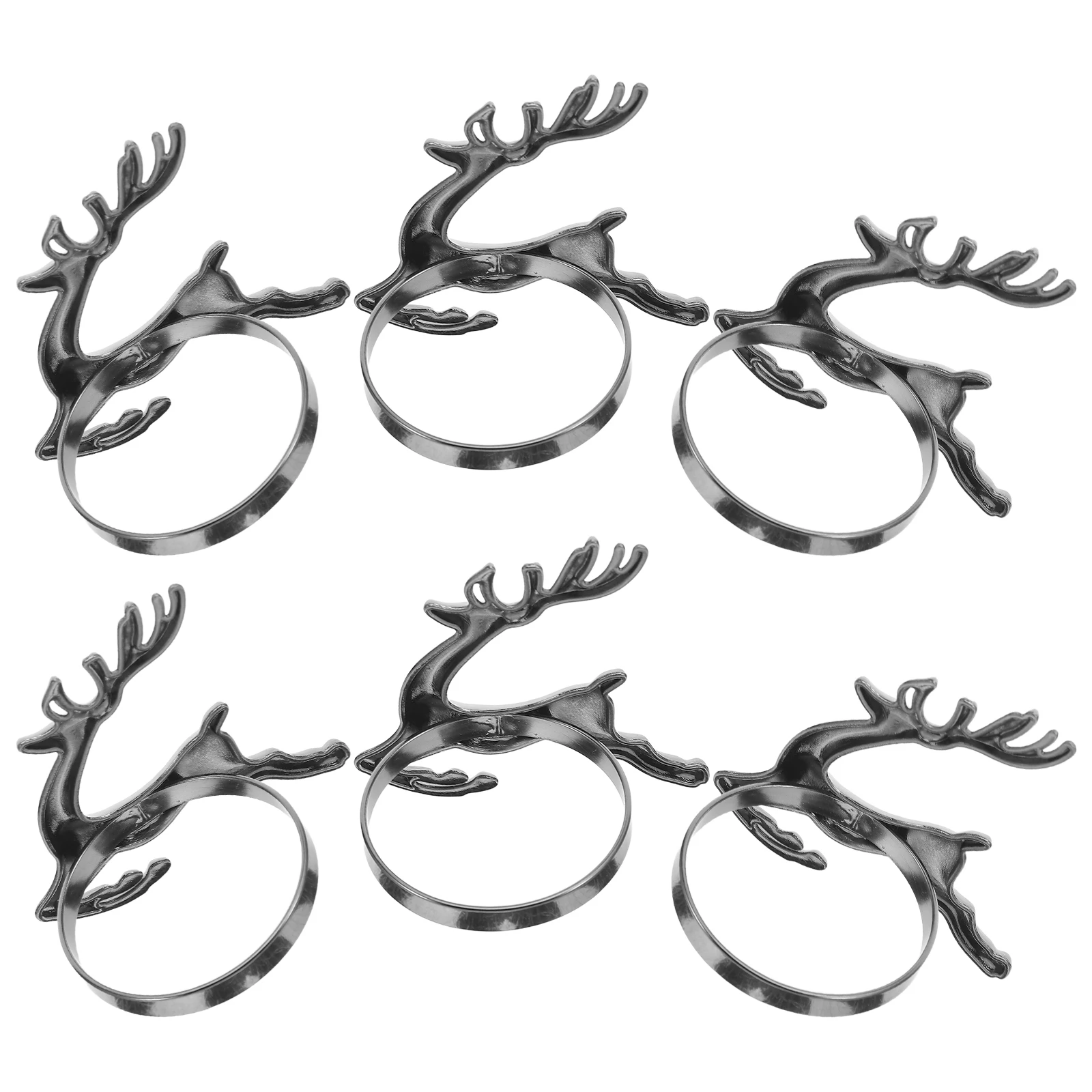 

6Pcs Reindeer Napkin Rings Christmas Elk Metal Buckles Holiday Party Dinner Table Setting Festive Napkin Holders Decoration