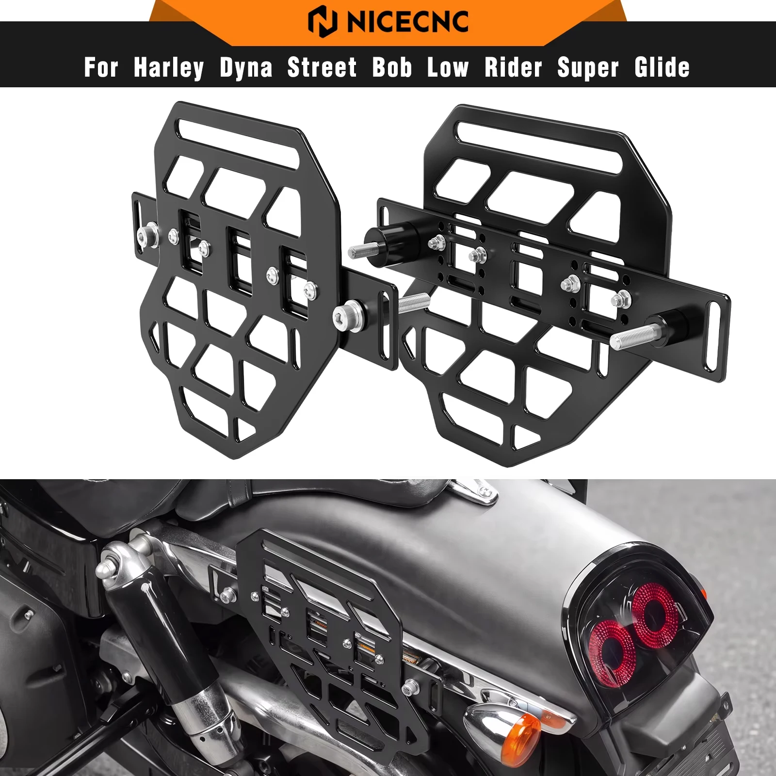 For Harley Dyna Street Bob FXDB 2006-2017 Adjustable Saddlebag Brackets Low Rider FXDL Fat Bob FXDF Super Glide FXD Wide Glide