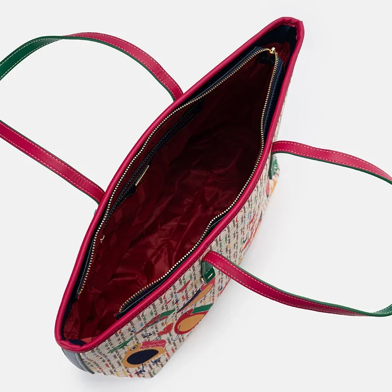 Tas Bahu Wanita Pola Kartun Kapasitas Besar Merek Niche Fashion Kasual Genggam Dapat Menampung Belanja Perjalanan Sehari-hari