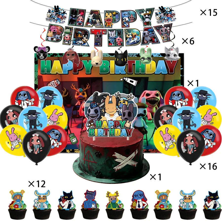 Animal Hospital Anomaly Birthday Party Decorations Supplies Including Happy Birthday Banner Cake Topper Balloon Backdrop