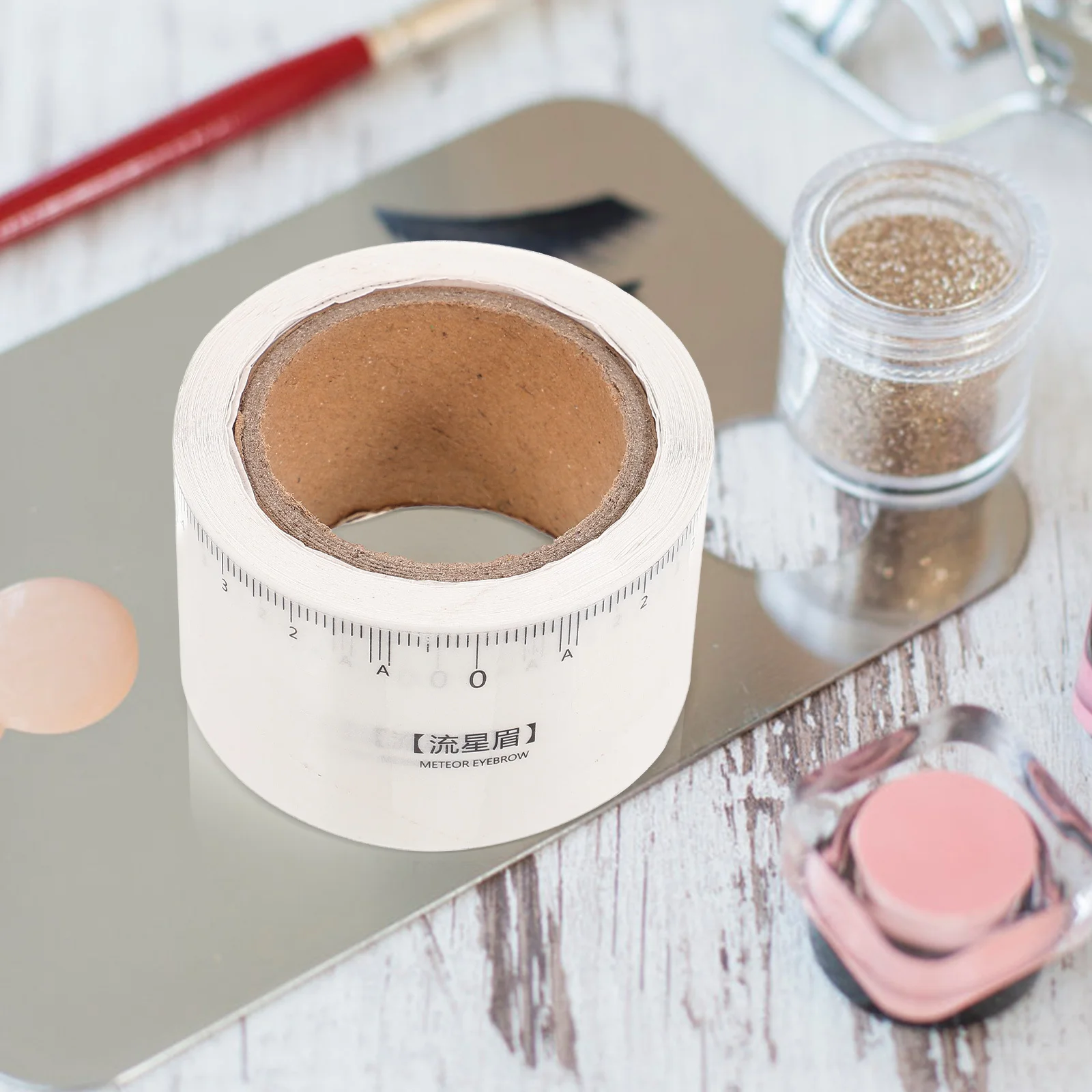 1 rollo de cinta métrica de cejas de PVC, plantilla de posicionamiento profesional para cejas simétricas, herramienta de mapeo de dibujo fácil, moldeador de cejas