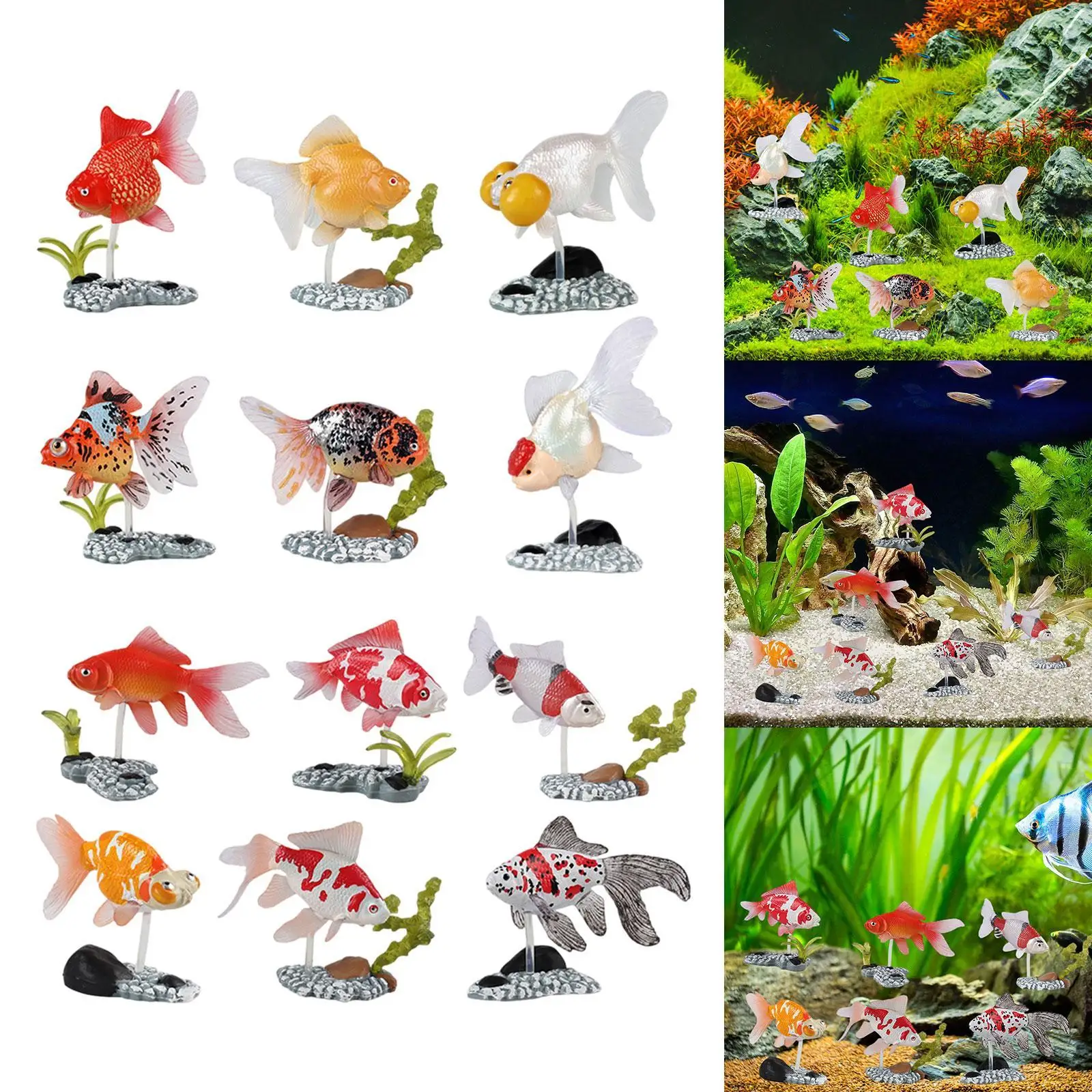 

6x Miniature Fish Figurines Multi Colors Collection Artificial Fish Ornament