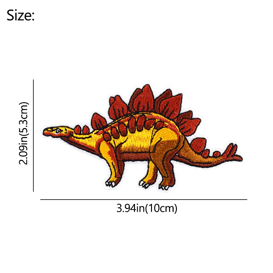 10 PCS Animals Children Patches Cartoon Stegosaurus Dinosaur Embroidered Badge Applique Patch Sewing on Clothes DIY Garment Hat