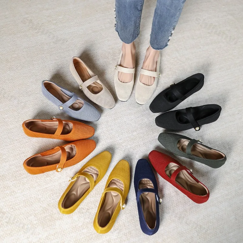 

Women's Princess Shoes 2025 Style Square Head Soft sole Single Shoes Women Fly Weave Loafers Comfortable Lightweight Sneakers