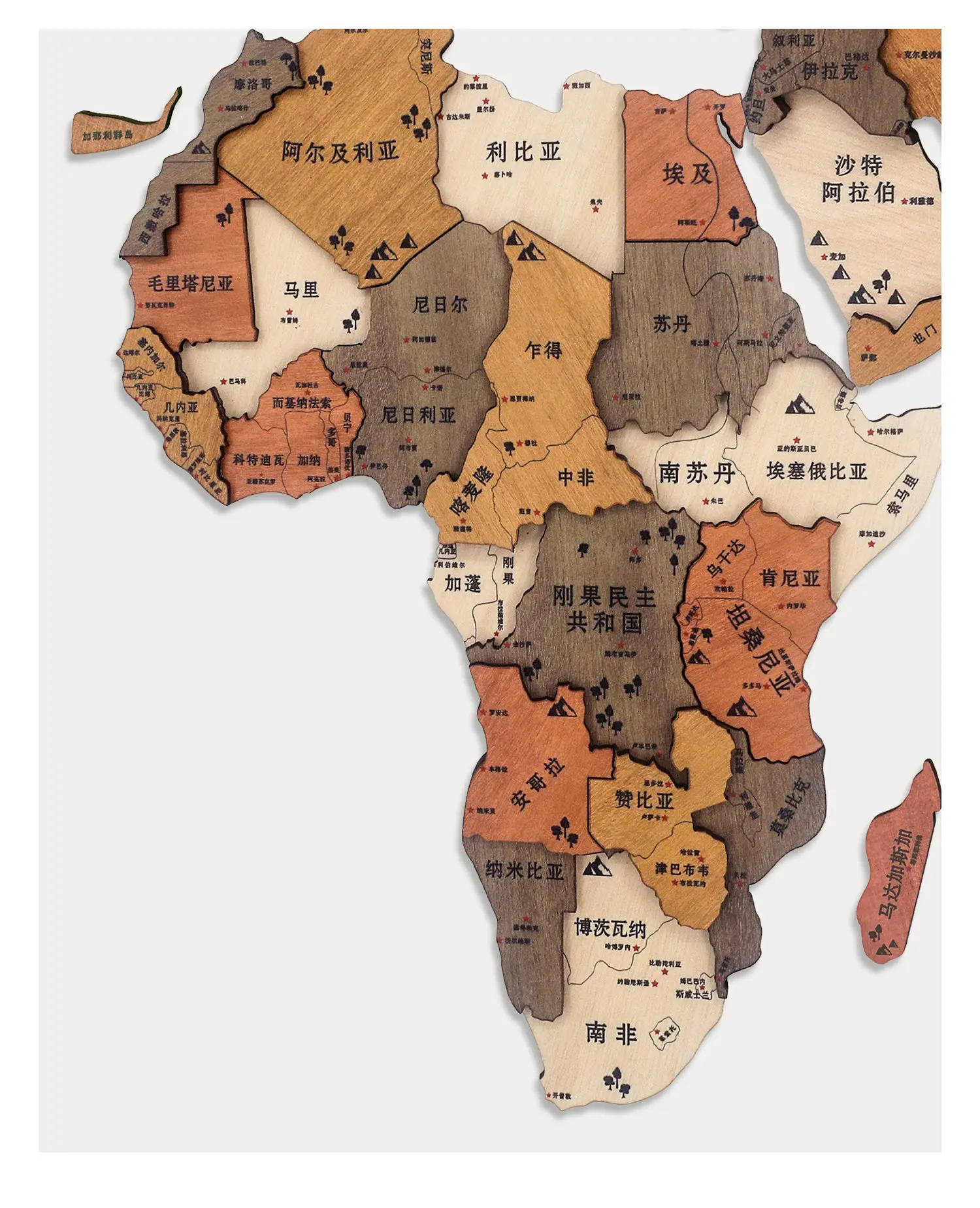 3D solid wooden Chinese world wall map decoration creative living room sofa background wall with cultural wall sticker