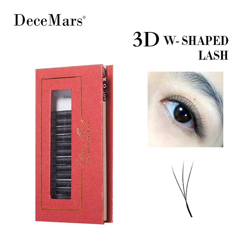 DeceMars Rzęsy 3D w Kształcie Litery W, Przedłużanie Rzęs, 3 Końcówki, Zakrzywienie C/D/DD, Wysokiej Jakości Rzęsy Indywidualne