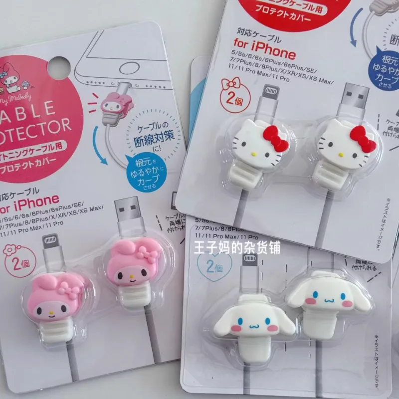 

Японский оригинальный зарядный кабель Sanrio, защита головы Melody Kitty Cinnamoroll, крышка данных, милые украшения, фигурки аниме, модель игрушки