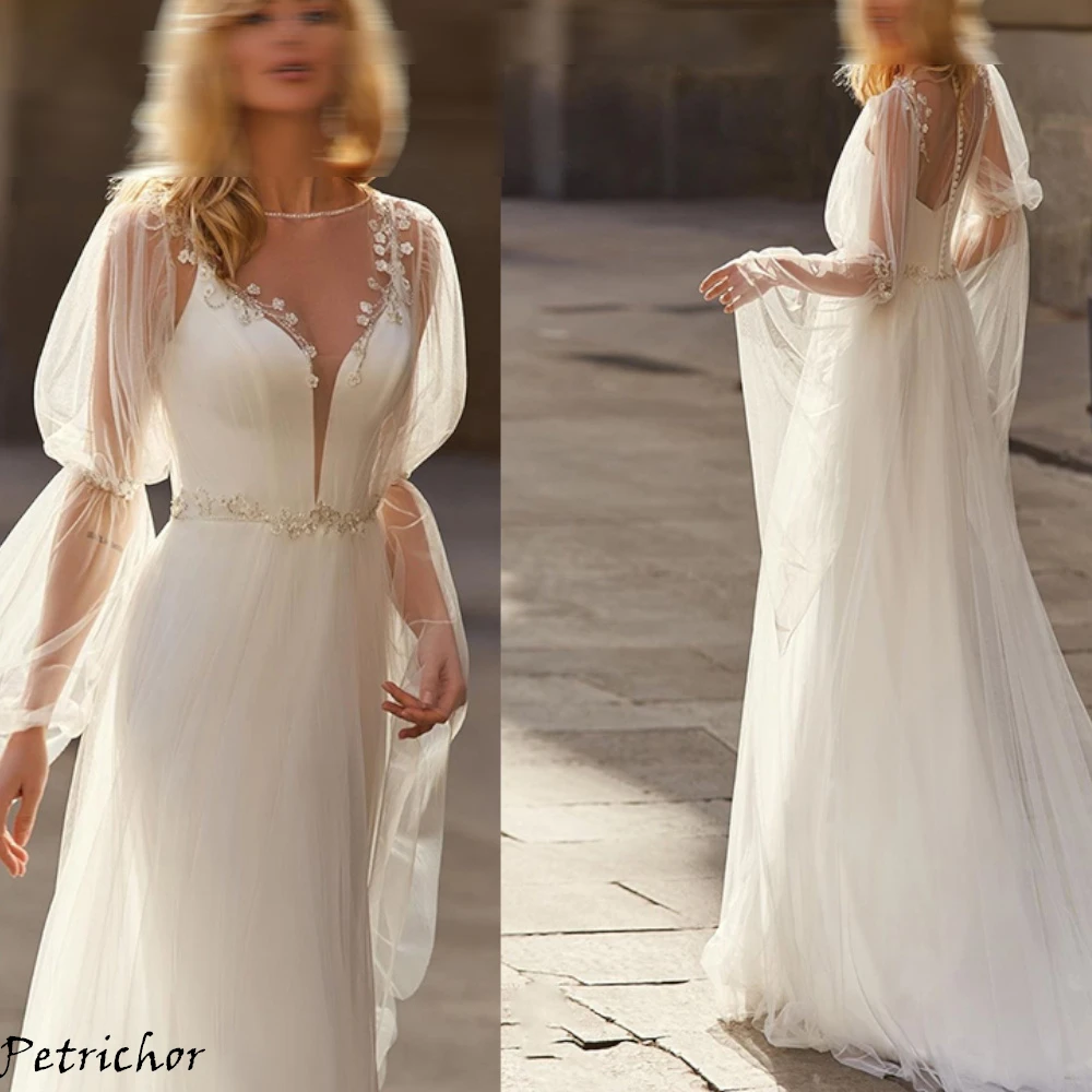 ชุดแต่งงานสีขาวผ้าทูลล์สั่งทำพิเศษ สายคาดเอวสวยหรู คอวีเซ็กซี่ คุณภาพสูง สำหรับงานแต่งงานหรูหรา ปี 2025 ชุดเจ้าสาวประณีต