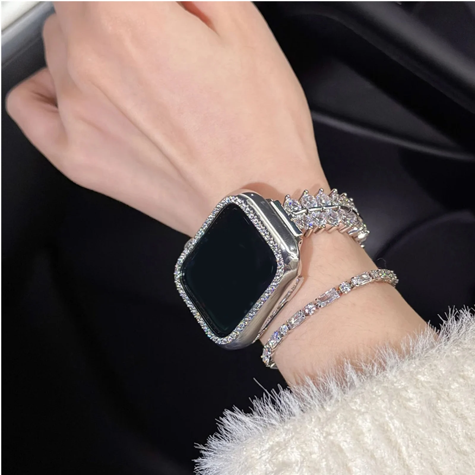 Diamond Zircon Strap For Apple Watch Band9 8 7 6 5 4Ultra High-end Bracelet Iwatch Series40 41 42 44 45 49mm Woman Jewelry Wrist