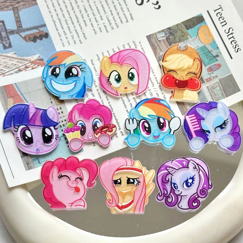 

10pcs My Magical Little Ponys Cute Cartoon Acrylic Patch DIY Accessories for Hair Clips, Hair Accessories Badges Decoration Gift