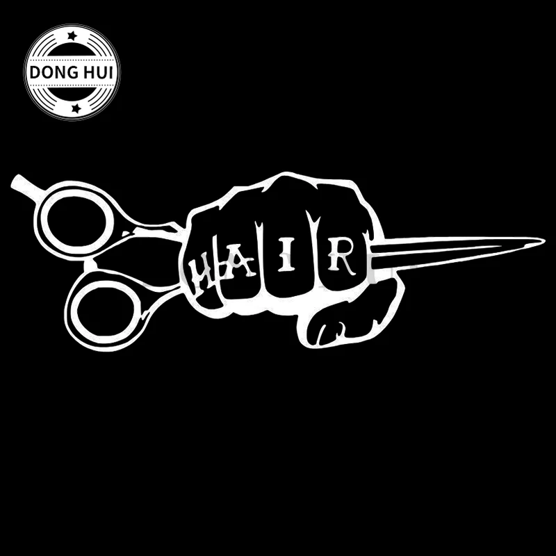 

HAIR Barber's Hand and Scissors Car Decal Barber Shop Motorcycle Trunk Helmet Laptop Skateboard Mug Decal