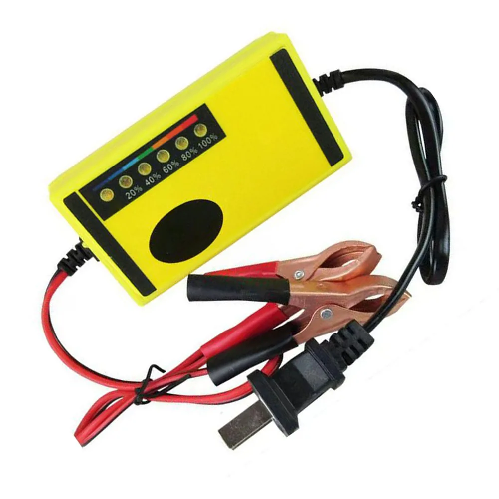 Nabíječka autobaterií DC 12V / 2A Rychlonabíjecí nabíječka autobaterií pro motocykly Nabíječka kyselých baterií ABS žlutá - náhled 2