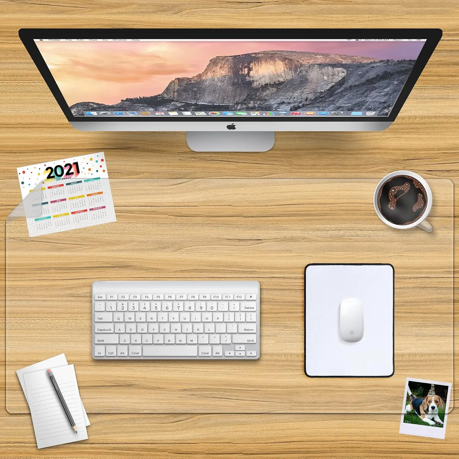 Clear Desk Mat for Keyboard and Mouse, Large Mouse Pad , Desk Protector Mat with Round Edge for Office and Home Desktop