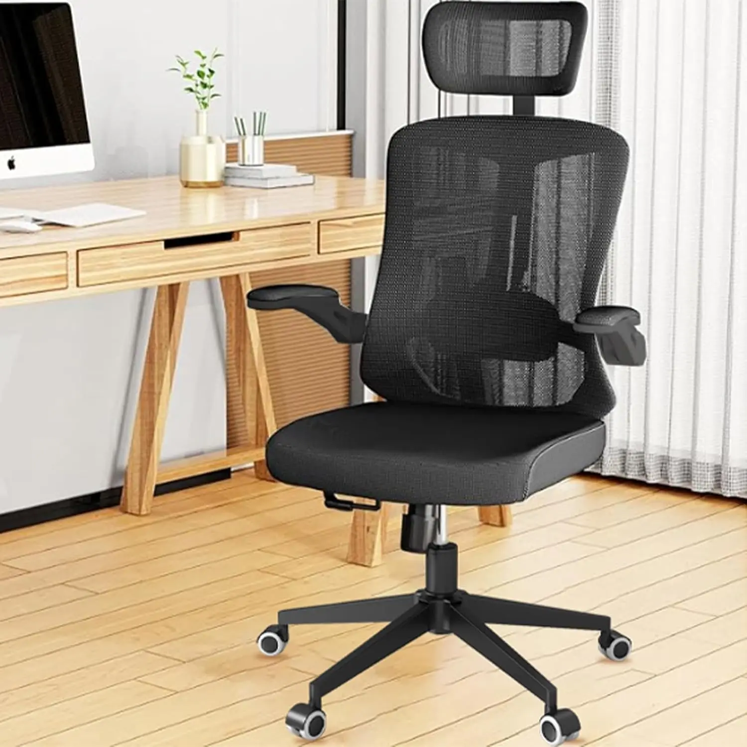 

Mesh Office Chair, Ergonomic With Lumbar Support, Black, Modern Style, Mesh Back, 90-135 Tilt Lock, 300Lbs Max Weight, Office