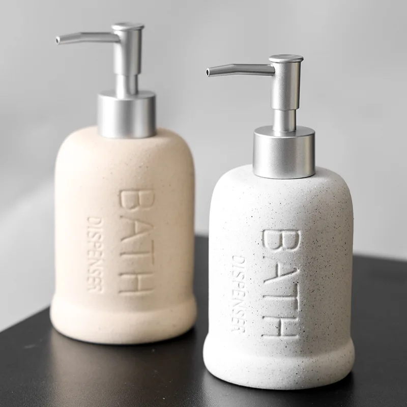 

Matte Ceramic Soap Dispenser Embossed "BATH" Letter Pump Bottle for Bathroom Kitchen Hand Soap Lotion Minimalist Home Decor Gift