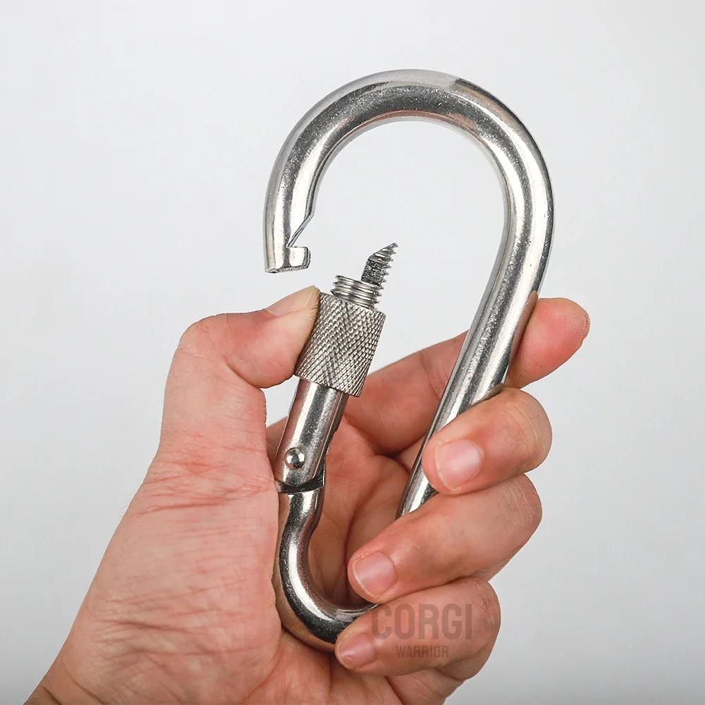 Clips de mosquetón de bloqueo de tornillo de pulgar de alta resistencia M4 M5 M6 M7 M8 M10 M11 M12 304 mosquetones de acero inoxidable gancho de