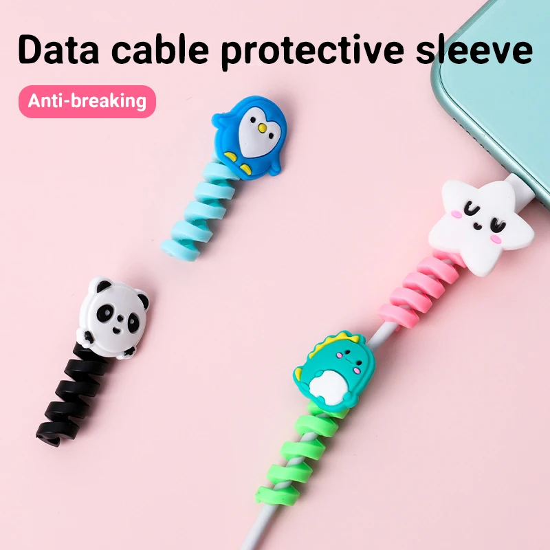 Cable Sleeve with Protector Cute Love Heart Flower TPU Soft Protective Data for USB Charger Cable Cord