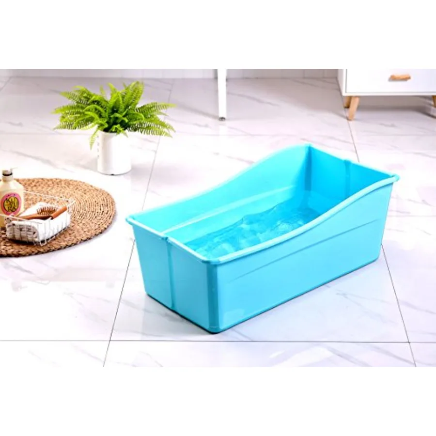 Bañera Plegable de Plástico para Ducha, Bañera Portátil para Baño de Hielo, Azul, 30 Pulgadas