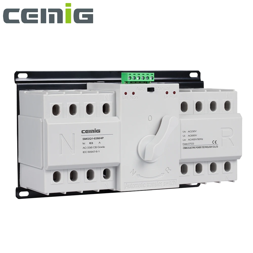 Cemig 4P MCB Type Automatic Dual Power Transfer Switch ATS Overload and Short Circuit Protection Auto Manual Transfer Switch