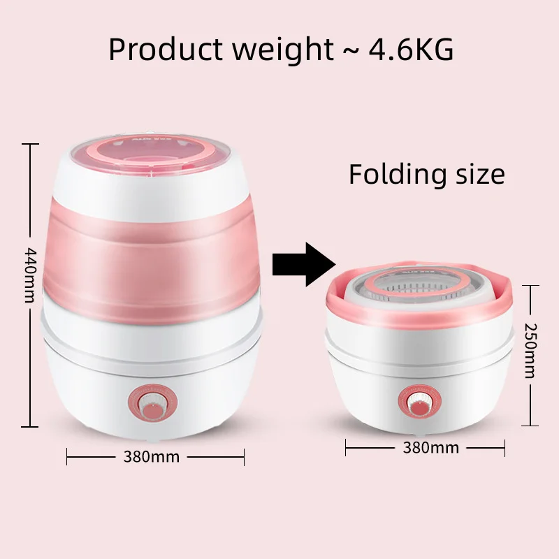 Portable Folding Washing Machine Dehydration Basket Dry Water Electric Washing Machine Small Household 2.6kg Large Capacity